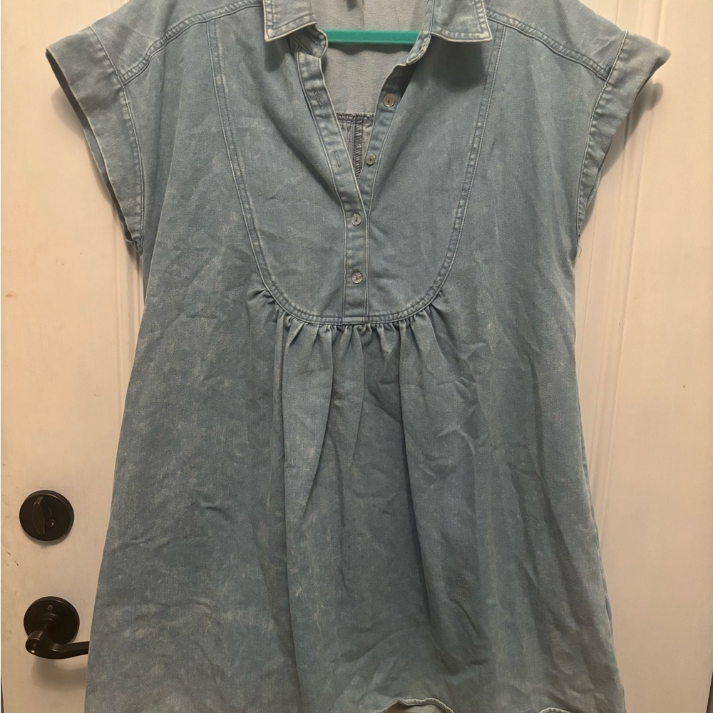 entro Light Blue Denim Mini Dress - Picture 3 of 4